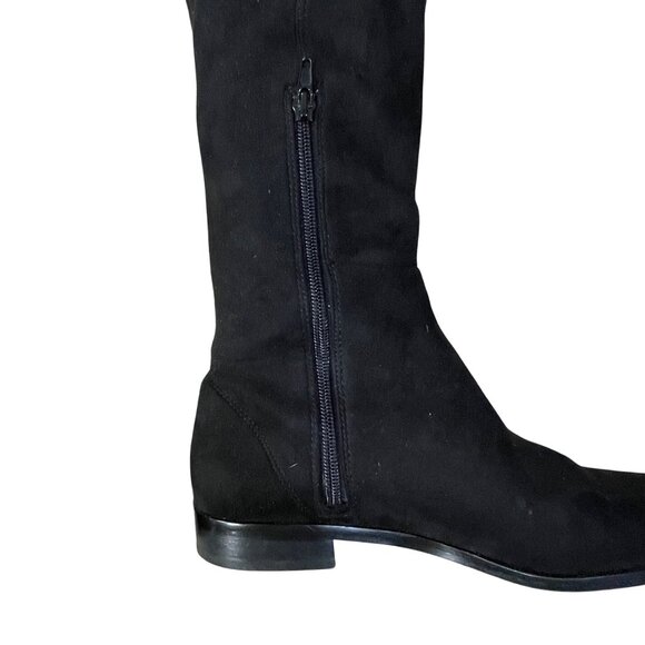 Ann Taylor OTK Carlene Boot Black Flat Suede Size 8 Almond Toe - Picture 7 of 11